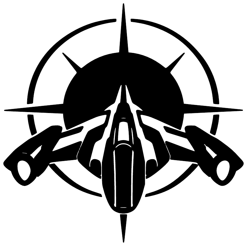 Starship halo emblem vinyl decal, black-and-white detailed jet wings