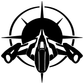 Starship halo emblem vinyl decal, black-and-white detailed jet wings