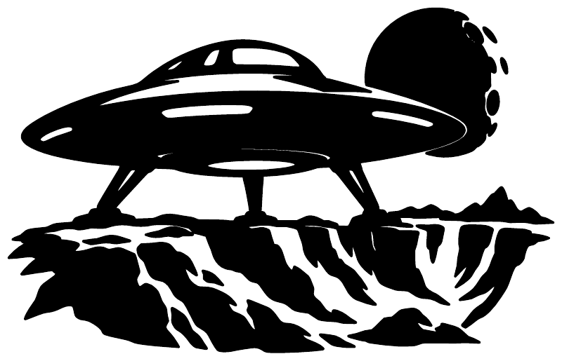 Black starship vinyl decal sticker with crater perch and waves