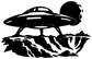 Black starship vinyl decal sticker with crater perch and waves