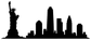 Black Statue of Liberty and city skyline vinyl decal silhouette
