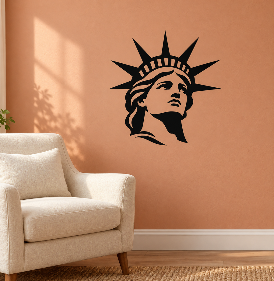 Lady Liberty portrait vinyl decal of the Statue of Liberty head with crown