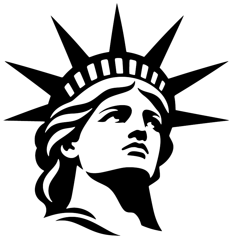 Lady Liberty portrait vinyl decal close-up of Liberty head and spiked crown