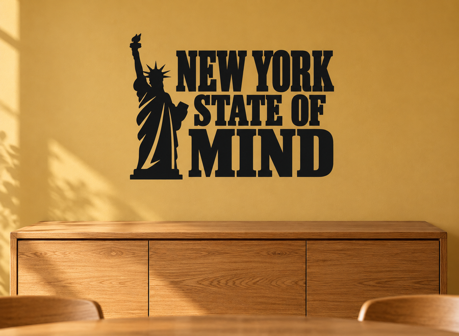 Black vinyl decal with Statue of Liberty silhouette and 'NEW YORK STATE OF MIND' text