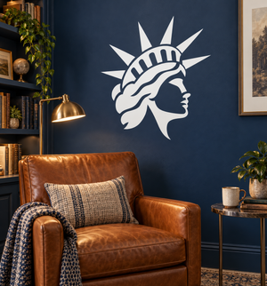 Statue of Liberty profile vinyl decal on dark wall