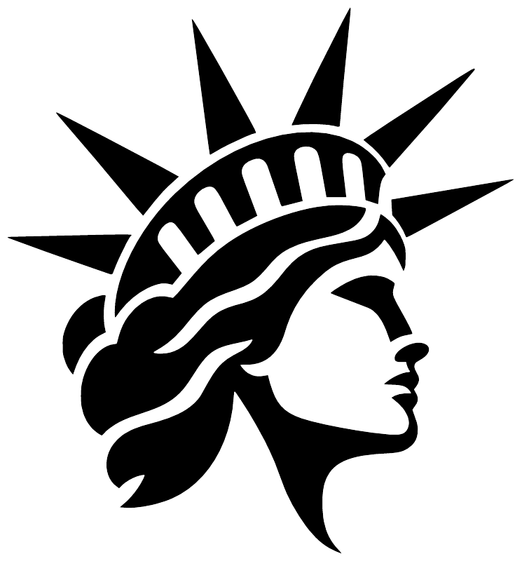 Statue of Liberty profile vinyl decal graphic, black and white