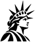 Statue of Liberty vinyl decal, bold black-and-white side profile with crown spikes.
