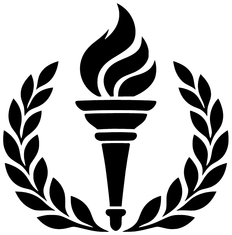 Black liberty torch and laurel wreath vinyl decal on plain background