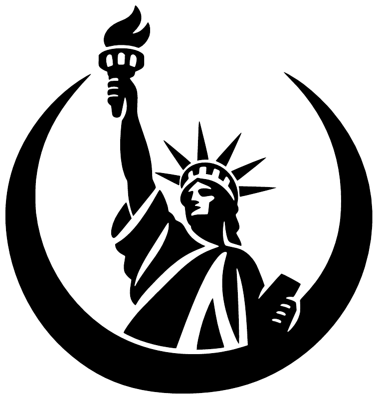 Black Liberty Statue vinyl decal within a crescent moon graphic