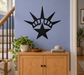 Liberty Crown and open star vinyl wall decal in black with white accents