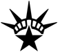 Liberty-style open star vinyl decal with crown details; black and white