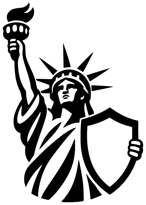 Black Liberty Statue vinyl decal with flaming torch and open shield