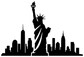 Black Statue of Liberty skyline vinyl decal silhouette with city towers and buildings