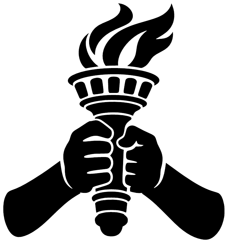 Statue of Liberty torch-and-hands silhouette vinyl wall decal, close-up
