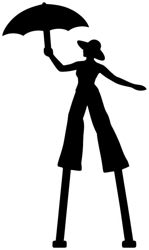 Vinyl decal silhouette: woman holding an umbrella, umbrella open