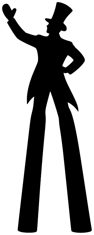 Ringmaster silhouette vinyl decal, black full-body figure