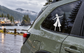 Stilts flower crown stroll vinyl decal with black girl silhouette on car window