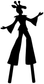 Stilt-walker girl silhouette vinyl decal with arms out and long dress