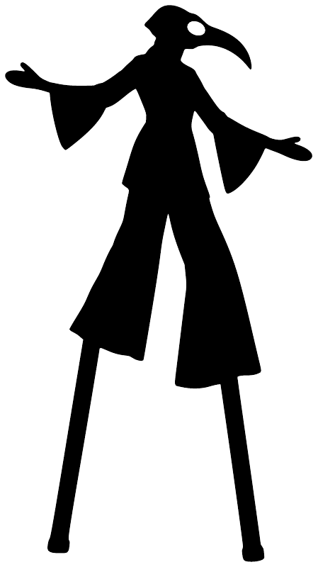 Black bird-mask girl silhouette vinyl decal, full-body tall design