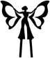 Vinyl decal of black butterfly-winged fairy silhouette with arms out
