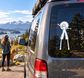 Vinyl decal of a white fairy-like silhouette on a car window