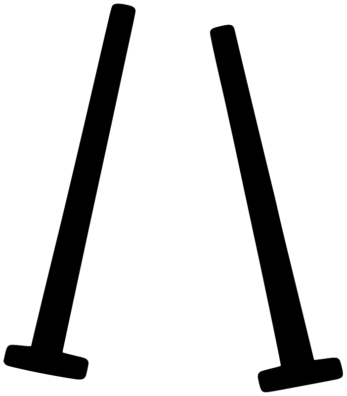 Pair of broad stilt vinyl decals, two tall black leg shapes on white background