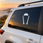 Stilts sunrise car vinyl decal with white trash can icon on dark panel