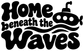 Black vinyl wall decal: 'Home beneath the Waves' with submarine and wave lines