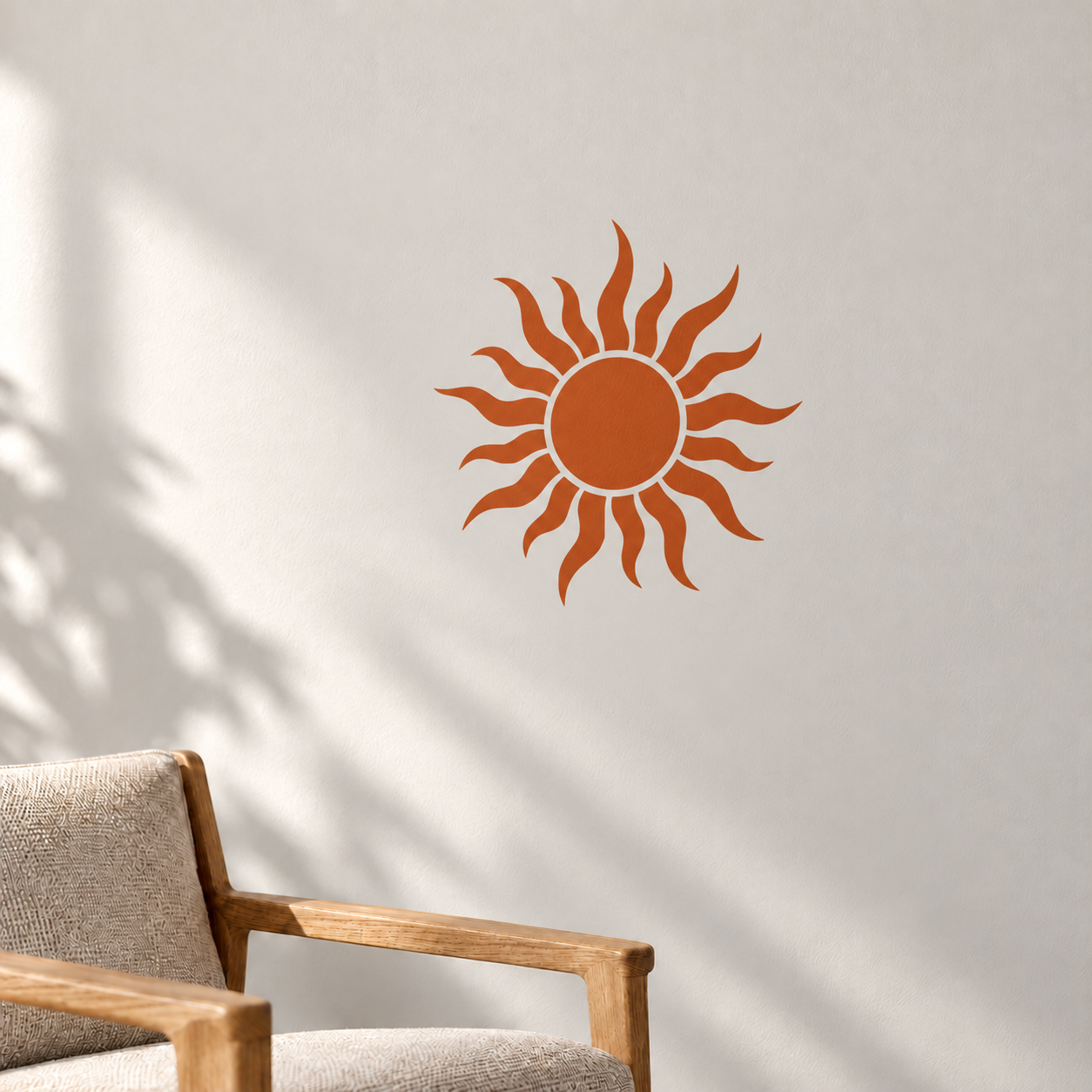 Orange sun vinyl decal with flame rays and round center