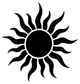 Black sun vinyl decal with flame rays and solid round center