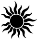 Black sun vinyl decal with wavy rays and open circular halo outline