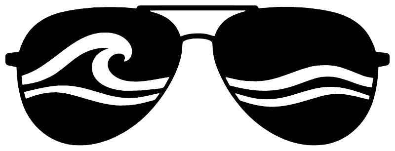 Black vinyl sunglasses decal with white wave highlights