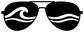 Black vinyl sunglasses decal with white wave highlights