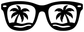 Close-up of black sunglasses vinyl decal with palm tree reflection designs