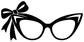 Black retro cat-eye sunglasses decal with bow, bold vinyl graphic