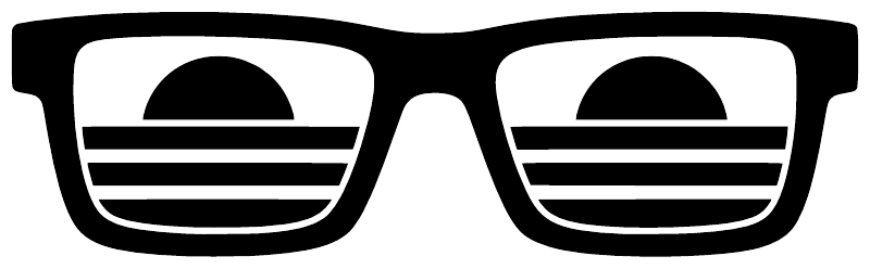 Black and white sunglasses vinyl decal with striped lens details