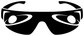 Close-up sunglasses vinyl decal with bold black frames and two circular eye details