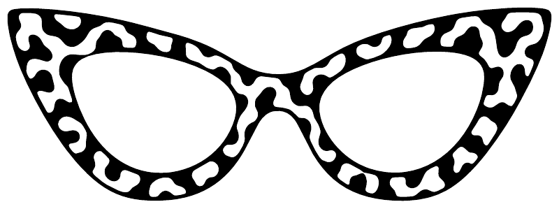 Cat-eye sunglasses vinyl decal in black-and-white wild cat pattern
