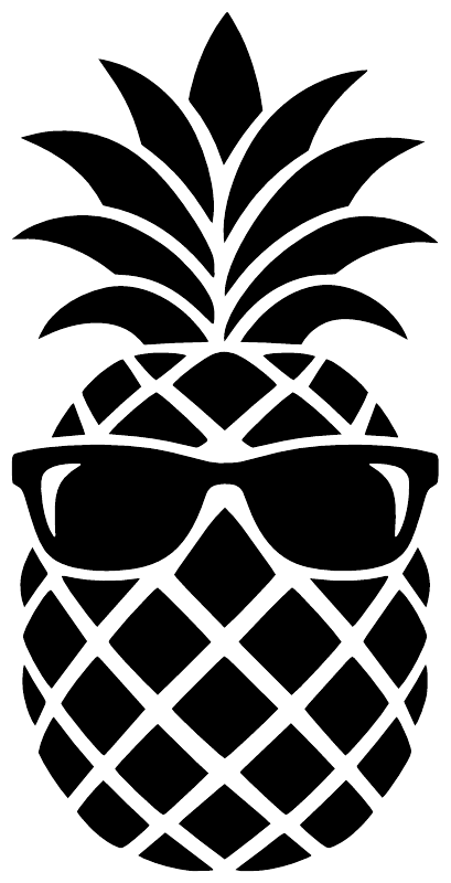 Black pineapple sunglasses vinyl decal with a woven lattice pattern