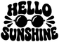 Black Hello Sunshine vinyl decal featuring sunglasses and sunburst rays