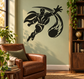 Black superhero vinyl decal guardian flying with cape and sword, wall-ready