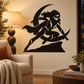 Black superhero heroine vinyl wall decal in dynamic running pose