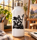 Black vinyl forest defender superhero decal on white water bottle