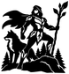 Black forest defender superhero vinyl decal with cape, trees, and mountains