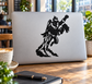 Rocket rescue hero vinyl decal, black action silhouette for laptop