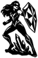 Vinyl decal close-up: black heroine crouching with faceted crystal shield