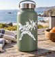Vinyl decal sticker featuring hero with gauntlet, on matte green bottle body