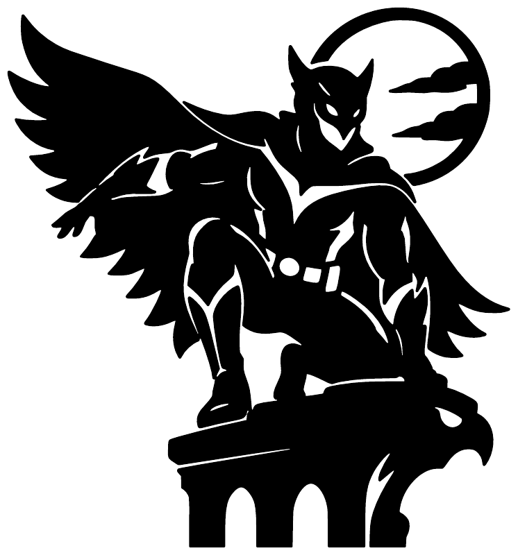 Night owl sentinel vinyl decal, black owl warrior silhouette with winged moon