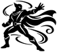 Black hero character vinyl decal with long flowing cape and raised arms