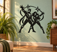 Black twin star guardians vinyl wall decal with three-figure silhouette and stars
